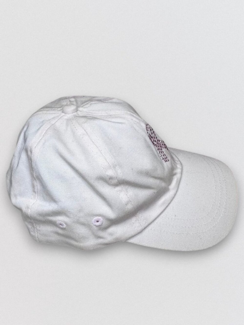 Pink Ribbon Breast Cancer Awareness White Adjustable Velcro Baseball Cap Hat - Picture 4 of 5